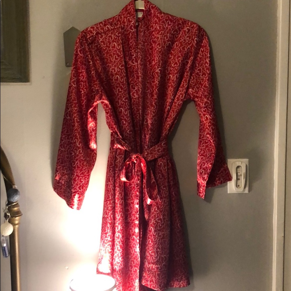100% polyester cool robe, red with hearts.